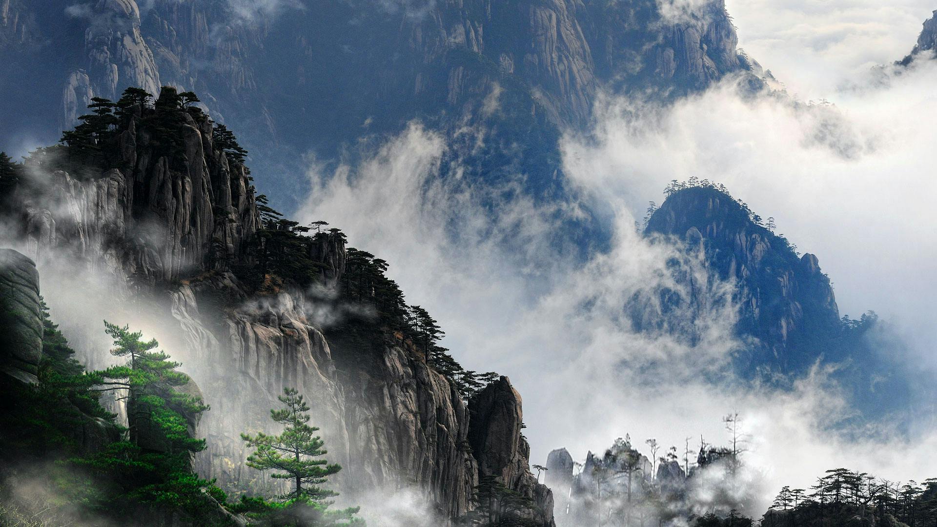 A misty rocky mountain (Huangshan Mountain)