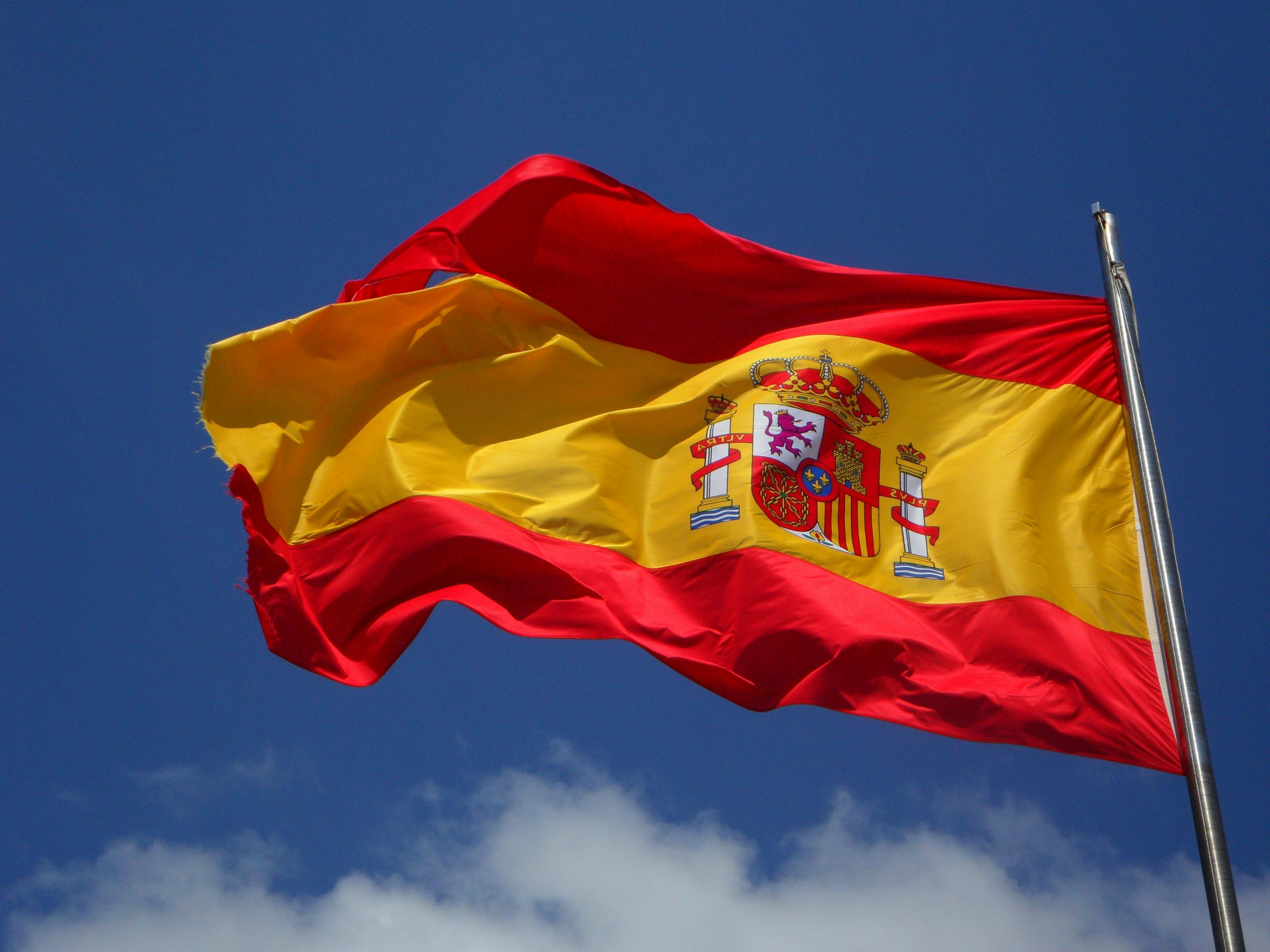 A Spanish flag flying in the wind