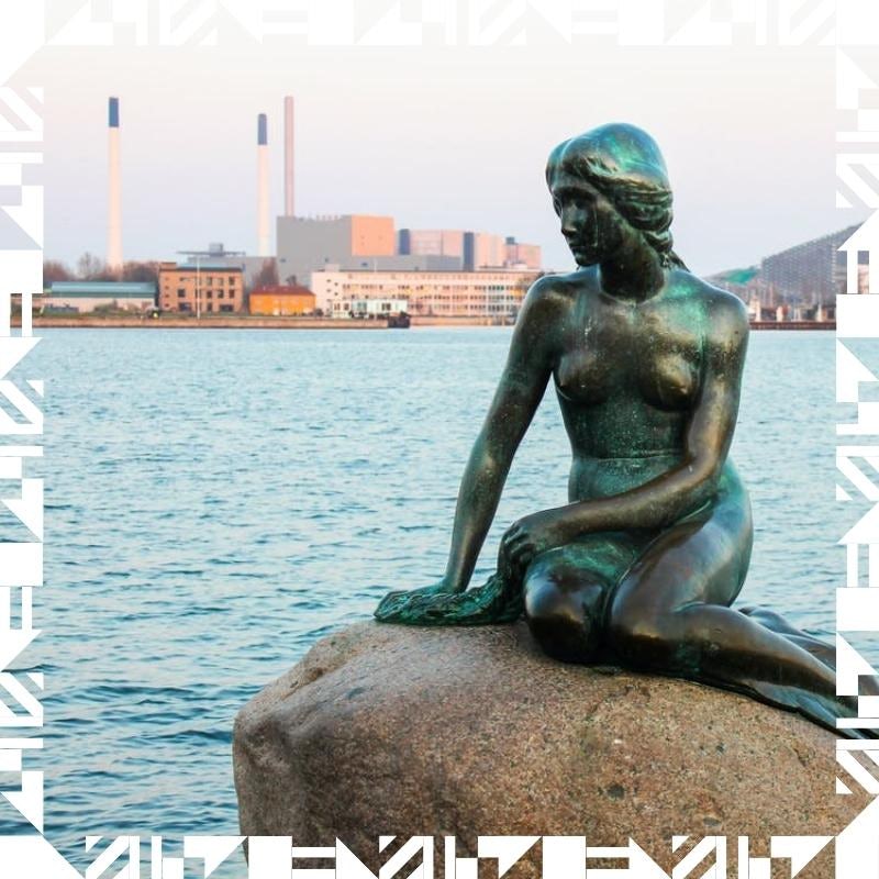 Statue of the little mermaid situated in Copenhagen
